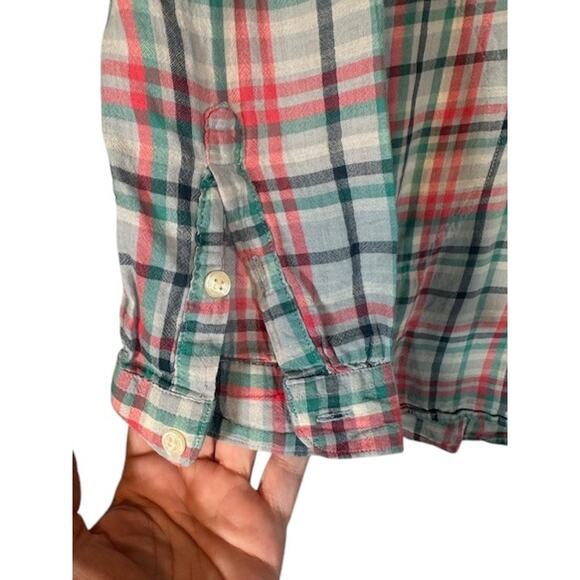 Toad & Co Plaid Blue & Pink Multi Quarter Button Long Sleeve Shirt Women Sz S - Picture 4 of 9